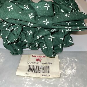 VTG Longaberger Basket Garter Green Extra Large & Bow 224624 Mint! Hunter Green